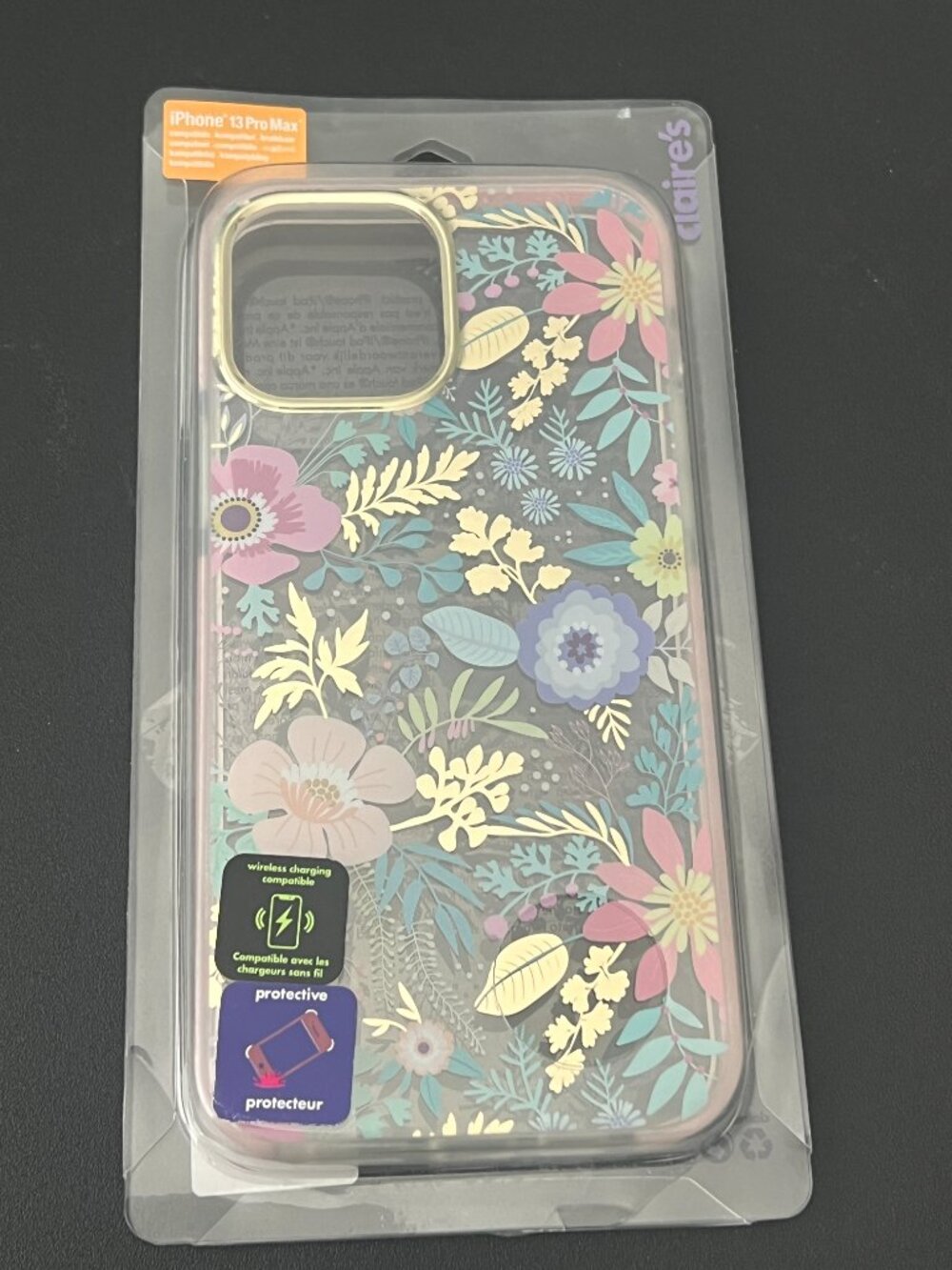 Claire’s iPhone 13 Pro Max Case Floral with Gold Accents Cute NIP